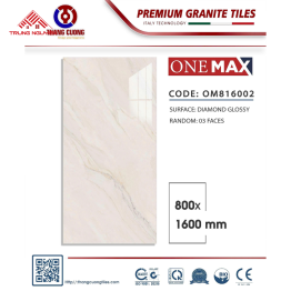 Gạch 800x1600 OM816002 Vân Đá Kem Diamond Glossy Cao Cấp