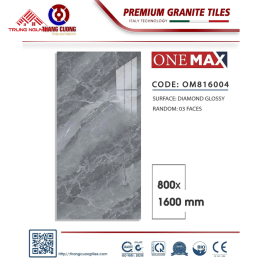 Gạch 800x1600 OM816004 Vân Đá Xám Đậm Diamond Glossy Cao Cấp