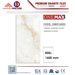 Gạch 800x1600 OM816003 Vân Đá Trắng Chỉ Vàng Diamond Glossy Cao Cấp