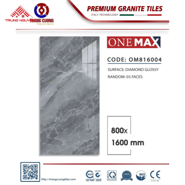 Gạch 800x1600 OM816004 Vân Đá Xám Đậm Diamond Glossy Cao Cấp